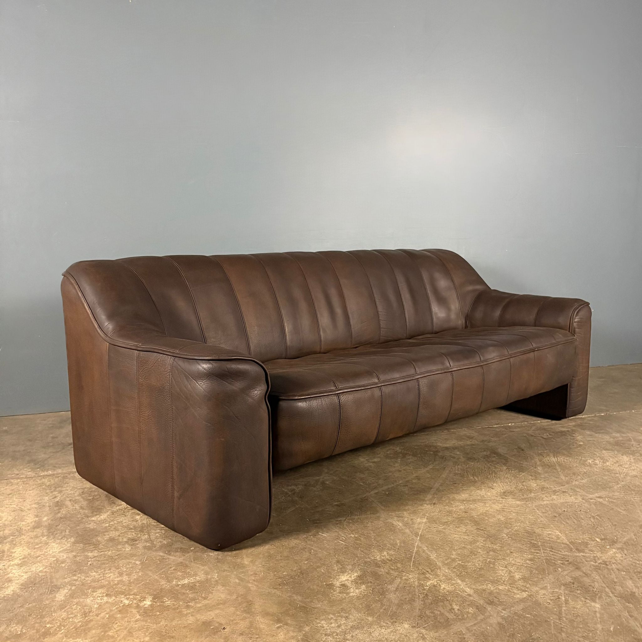 SOLD De Sede DS44 Three Seater Sofa Brown Tan Leather Mid Century Vintage Retro MCM