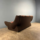 Mid Century Three Seater Striped Brown Sofa Vintage Retro MCM
