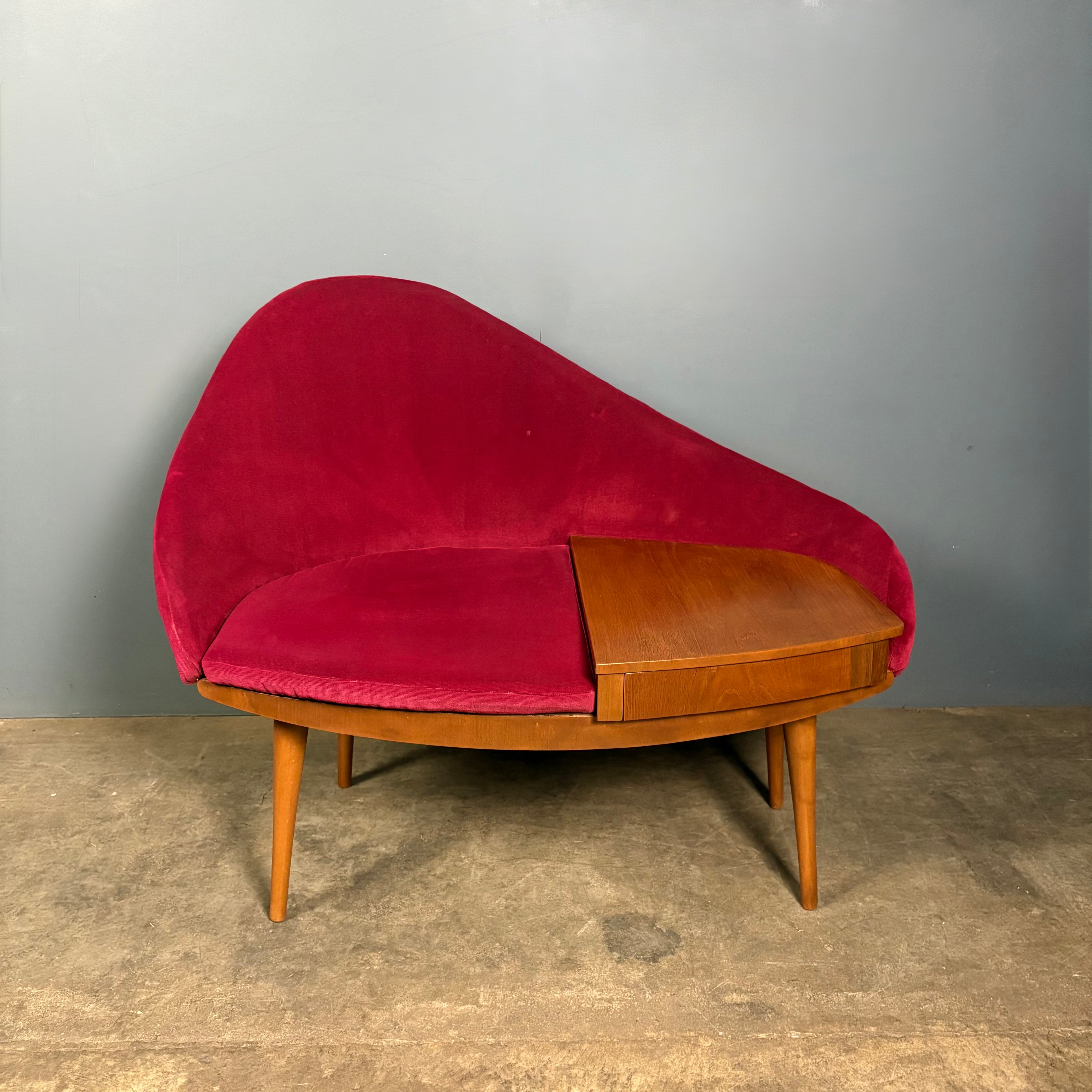 Chippy Heath Contour Curved Telephone Table Seat Mid Century Vintage MCM Retro