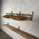 Mid Century Vintage Bamboo Wall Shelf & Hanging Rail With Coat Hangers Retro MCM
