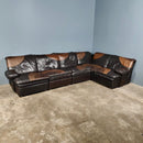 SOLD Mid Century UBU Modular Black & Brown Leather Sofa Vintage Retro MCM