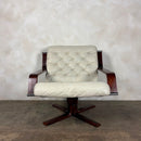 Scandinavian Swivel Leather Lounge Chair Mid Century Vintage Retro MCM