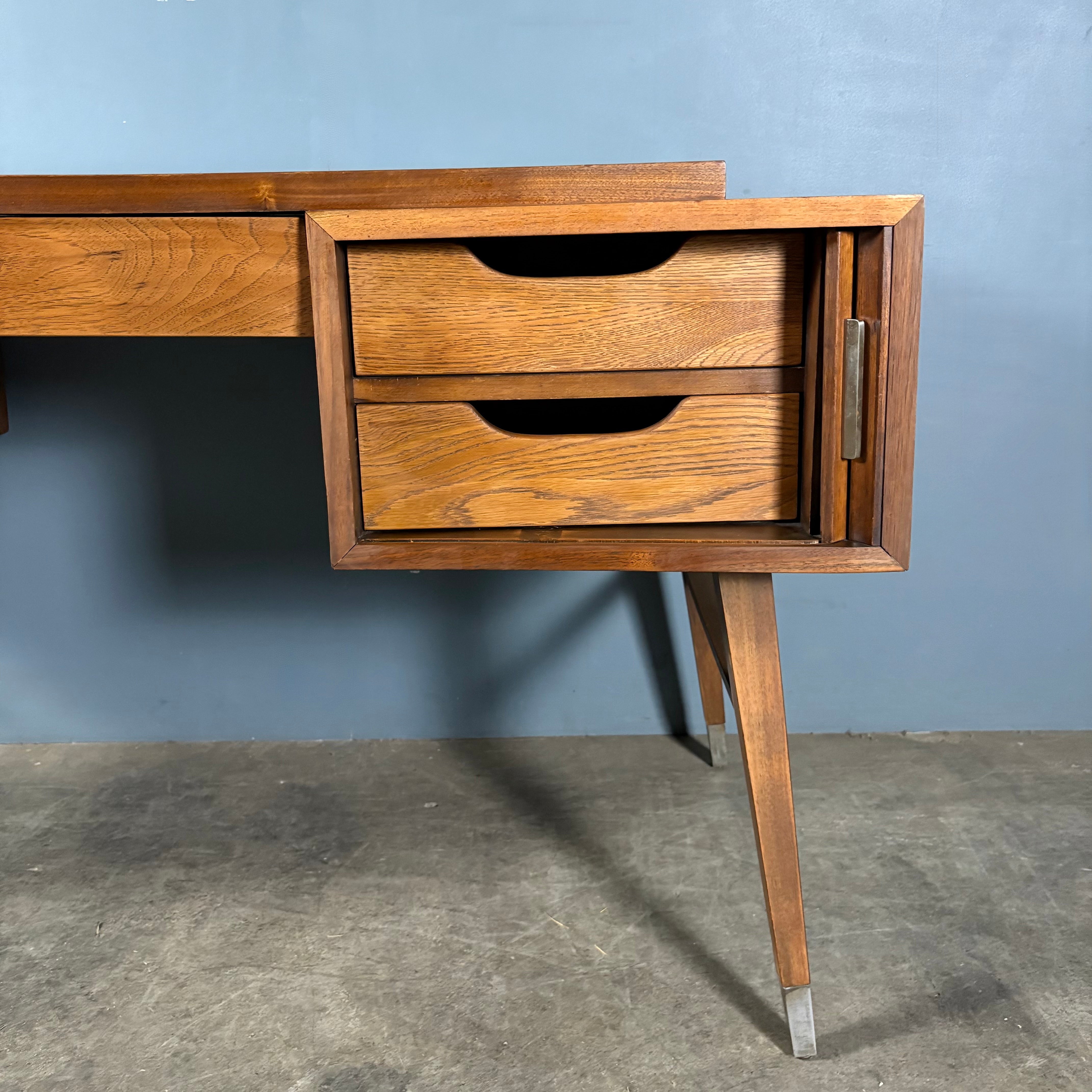 Sligh Lowry American Walnut Tambour Desk and Chair Mid Century Vintage MCM Retro