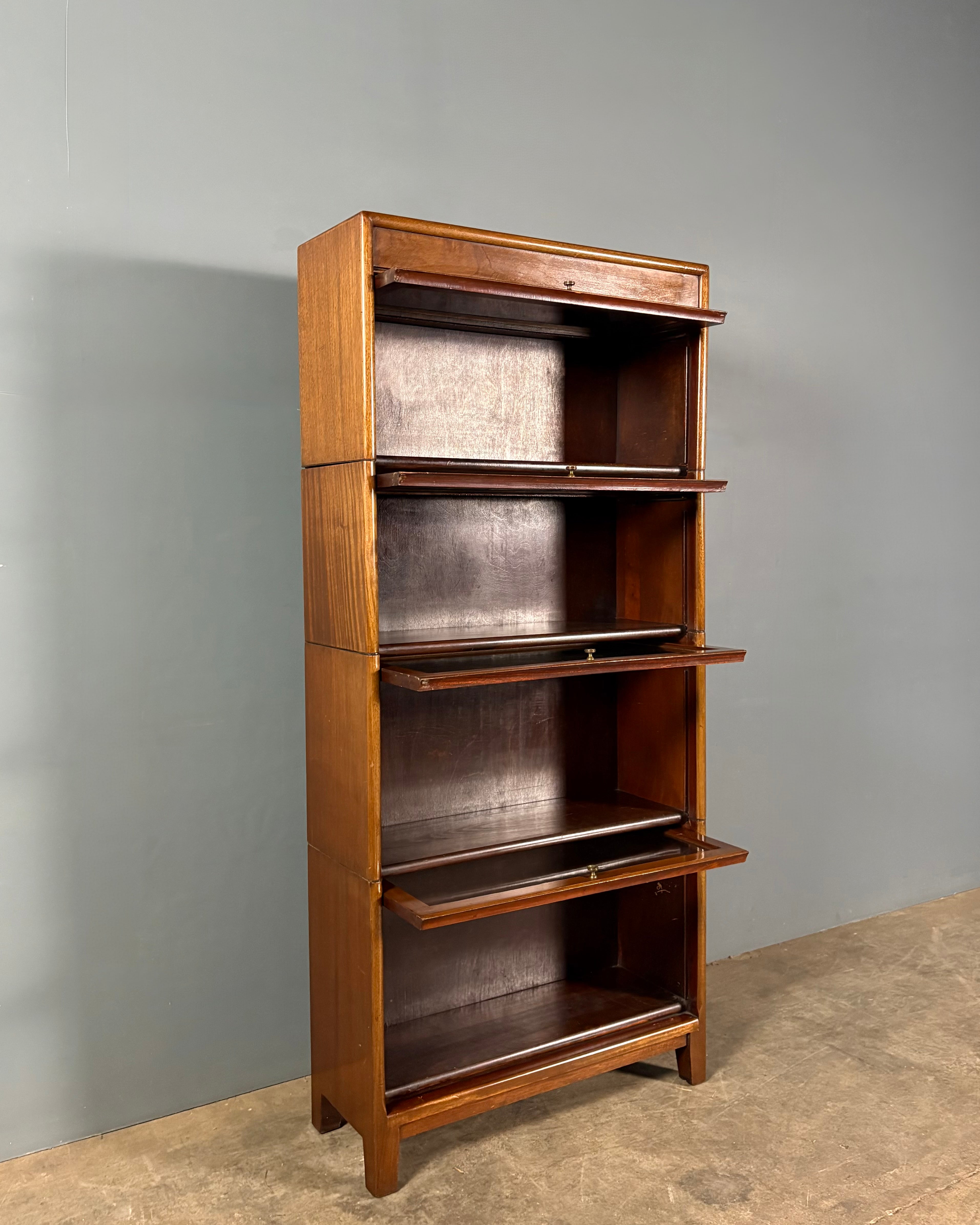 Gunn Sectional Stacking Glass Fronted Bookcase Mahogany Edwardian