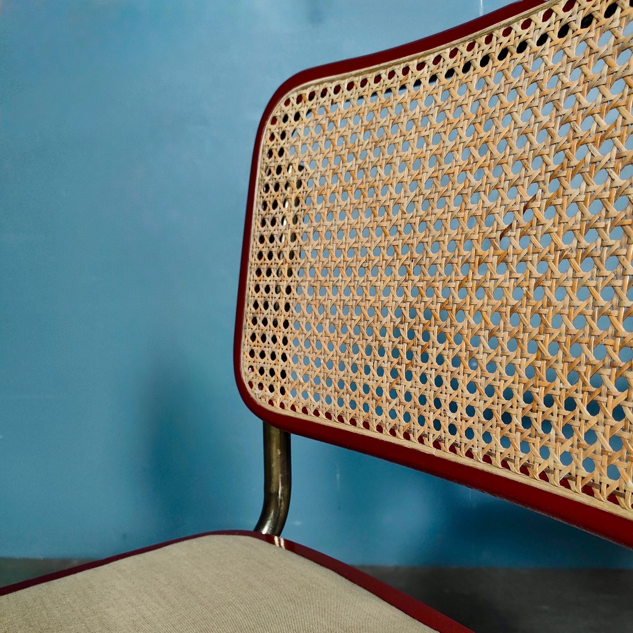 SOLD Six Red Marcel Breuer Cesca Dining Chairs & Matching Table Mid Century Vintage Retro MCM