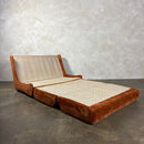 SOLD Mid Century Modular Brown Two Seater Sofa Bed & Armchair With Coffee Table Vintage Retro MCM