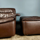 Lausser Modular Armchairs & Footstool Brown Leather West Germany Mid Century Vintage Retro MCM