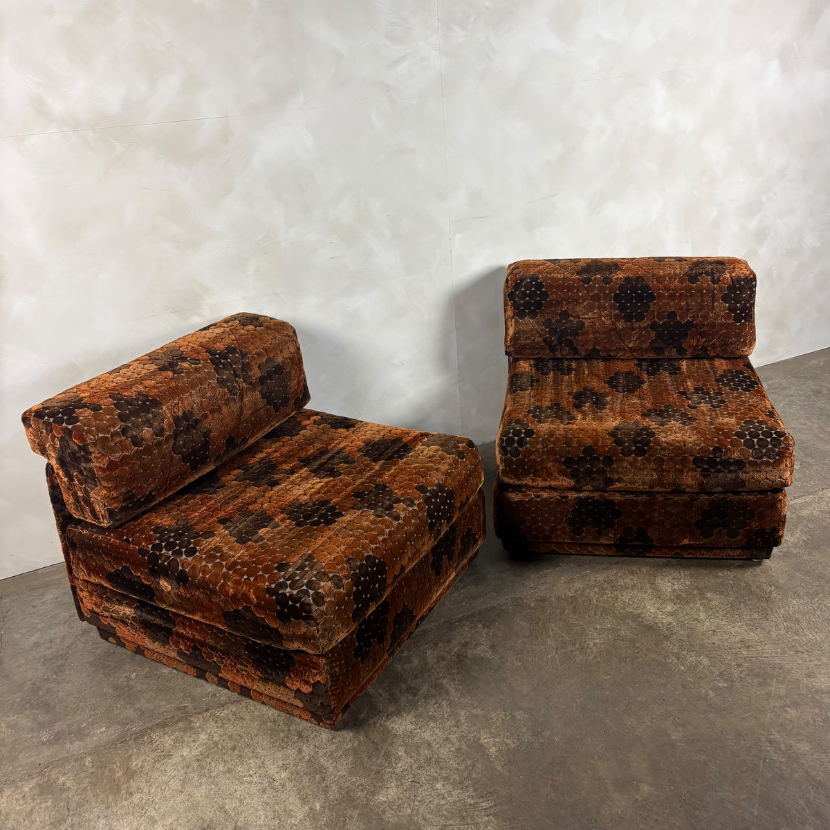 SOLD Pieff Modular Orange Geometric Two Seater Sofa/Lounge Chairs 1970s Mid Century Vintage Retro MCM