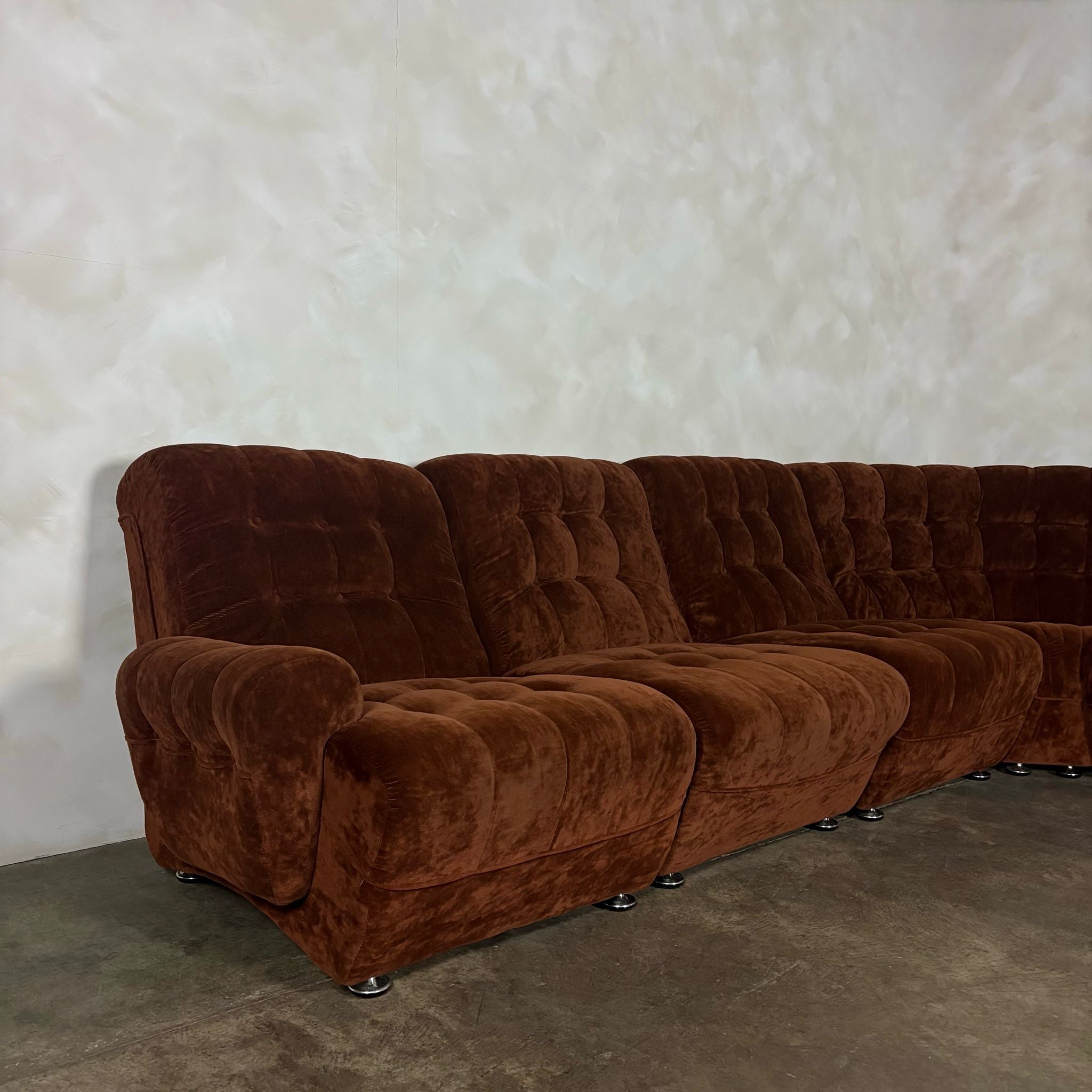 Brown Modular Frayling Sofa/Chairs Lounge Suite Mid Century Vintage Retro MCM