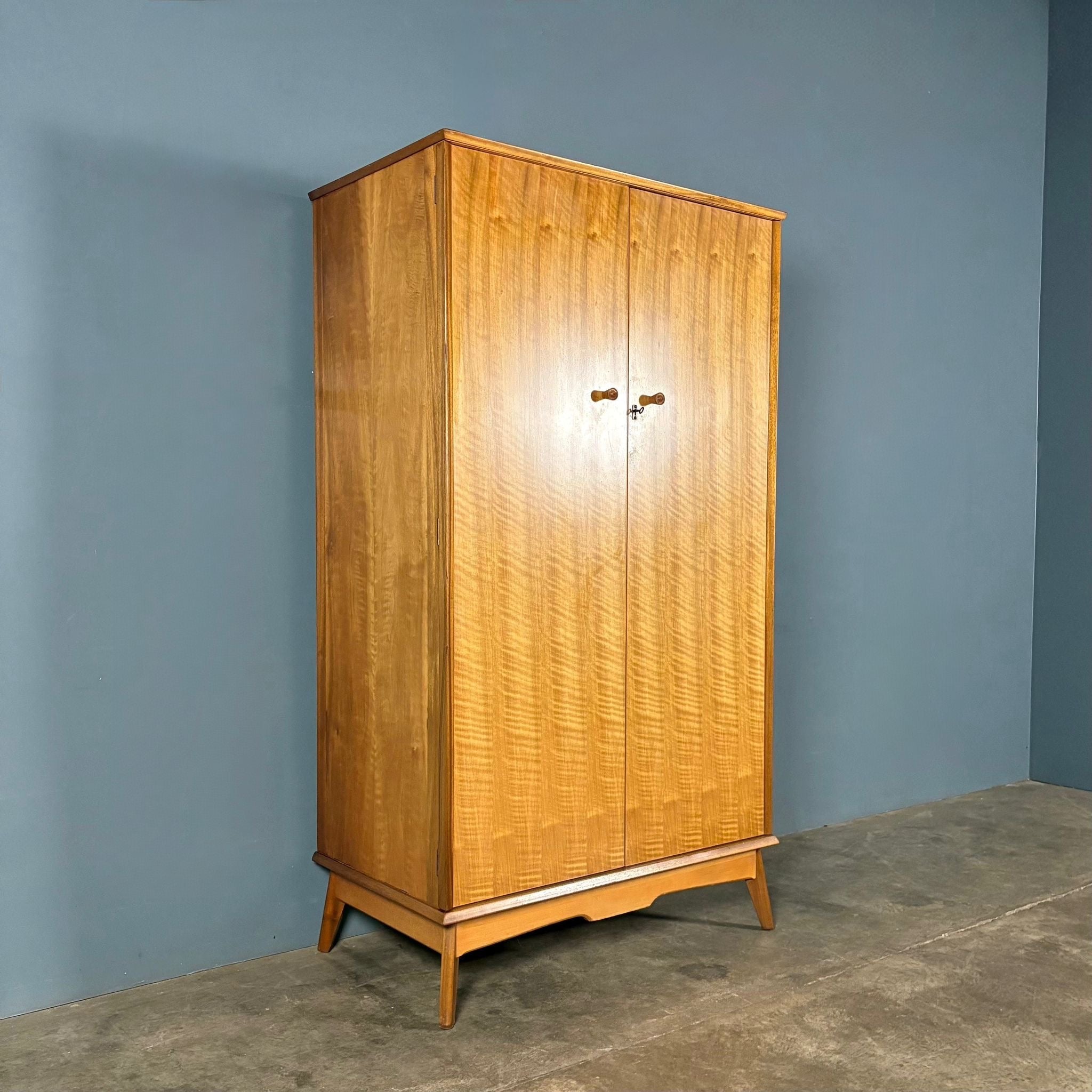 Pair Of Alfred Cox Matching ‘His & Her’ Walnut Wardrobes Mid Century Vintage Retro MCM