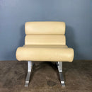 SOLD William Plunkett Kingston Cream Ivory Leather Lounge Chair Mid Century Vintage Retro MCM