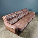 SOLD Madsen & Schubell Danish Brown Leather Three Seater Sofa Mid Century Vintage Retro MCM