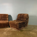 Pair Of Brown Lounge Chairs Sofa Beds Rest Assured Mid Century Vintage Retro MCM