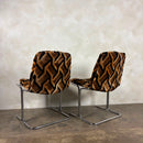 Pair Of Mid Century Pieff Eleganza Chrome Geometric Dining Chairs Vintage Retro MCM