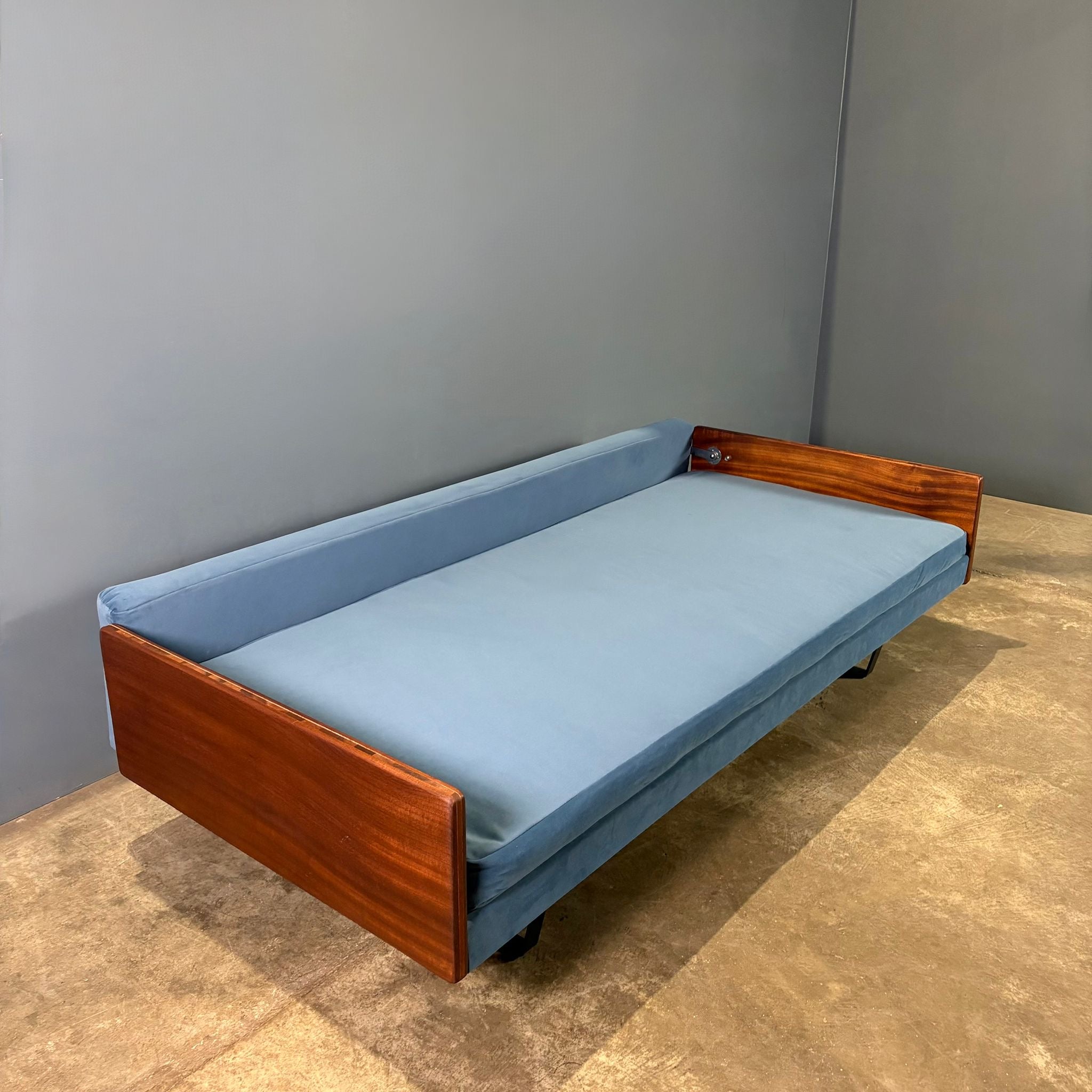 SOLD Robin Day For Hille 1958 Sofa Bed/Three Seater Sofa Blue Velvet Mid Century Vintage Retro MCM