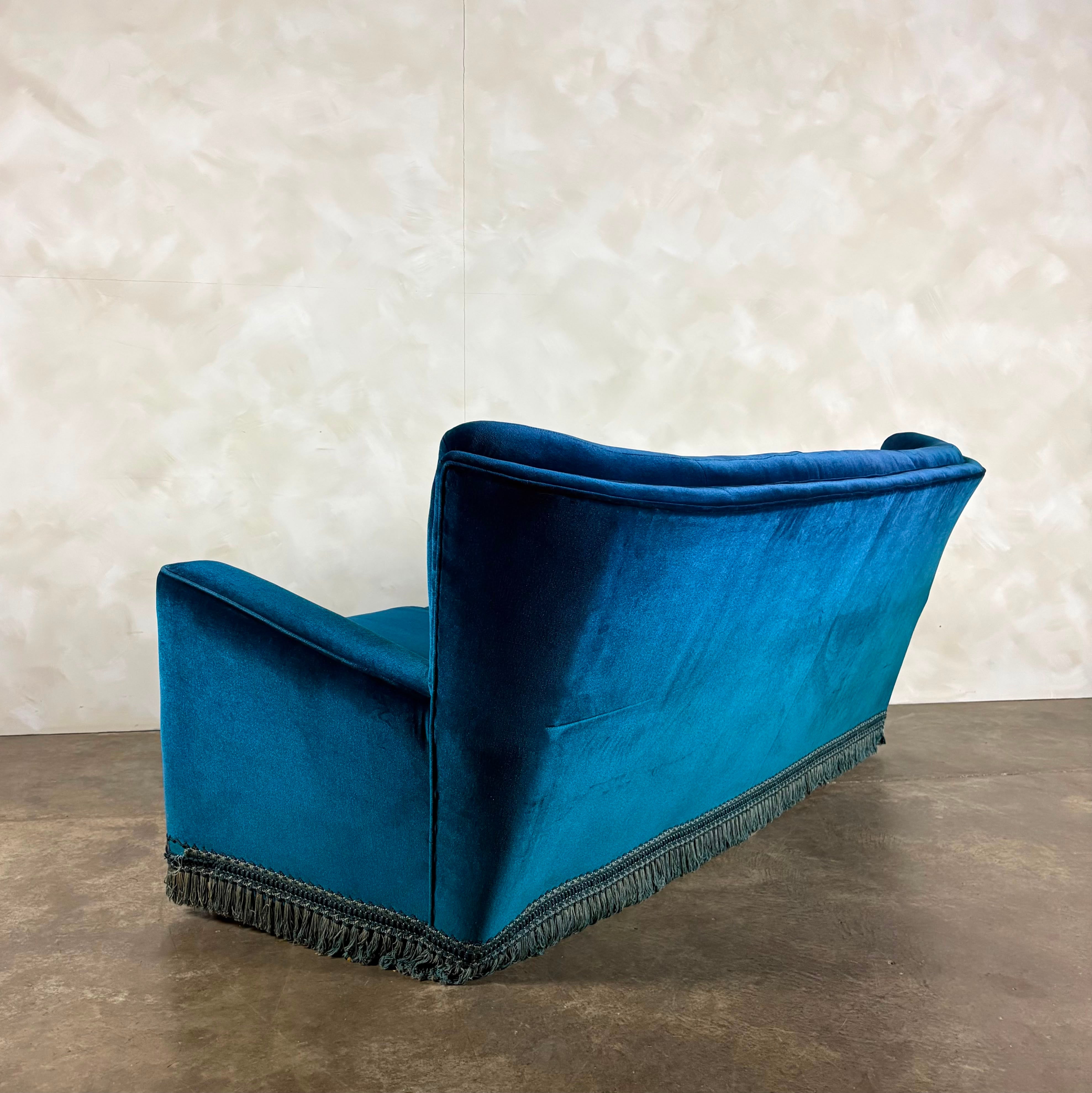 Mid Century Blue Three Seater Sofa Vintage Retro MCM