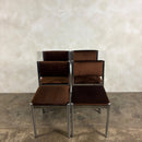 Set Of Four 1970s Chrome Brown Italian Dining Chairs Mid Century Vintage Retro MCM