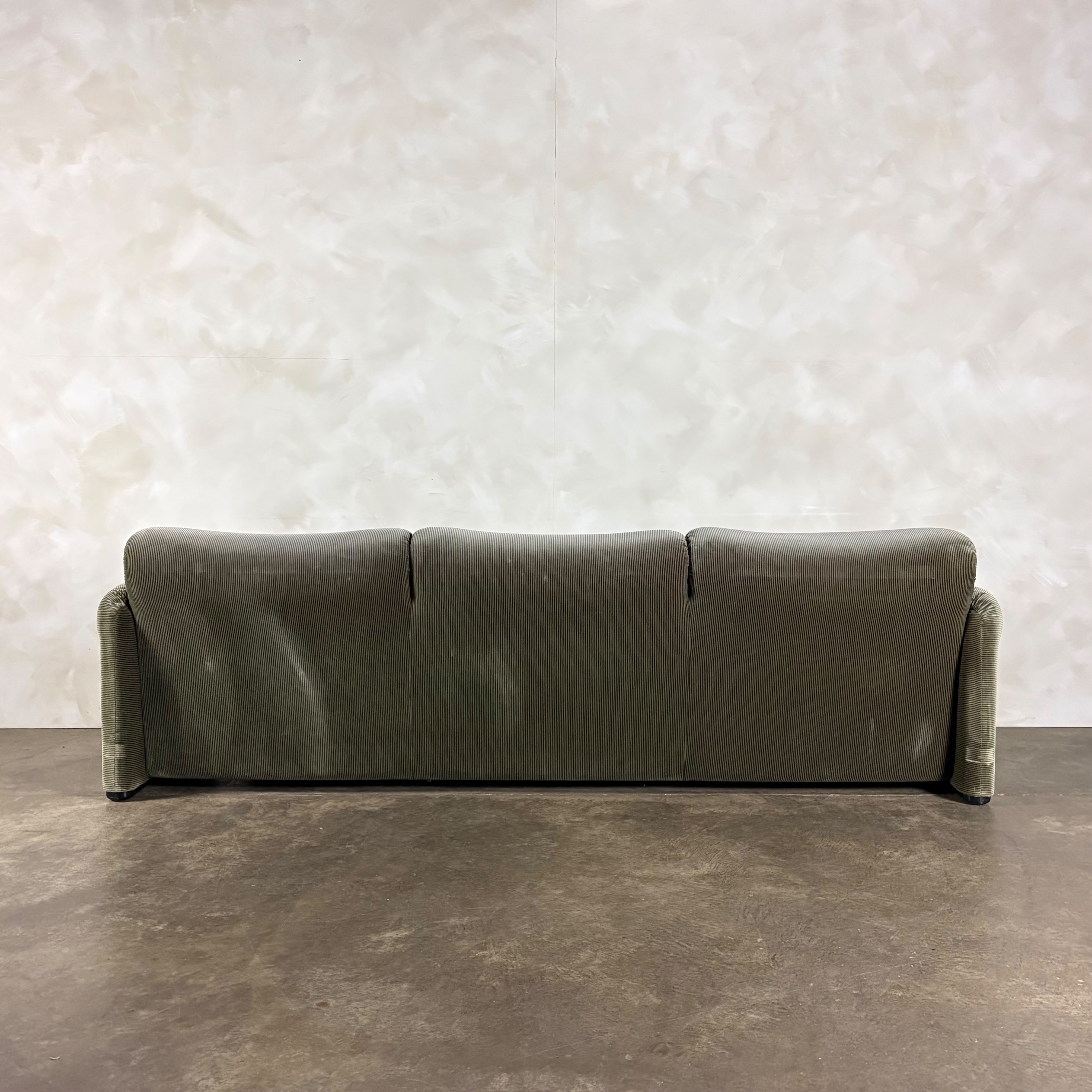 Maralunga Green Sage Three Seater Sofa By Vico Magistretti For Cassina Mid Century Vintage Retro MCM