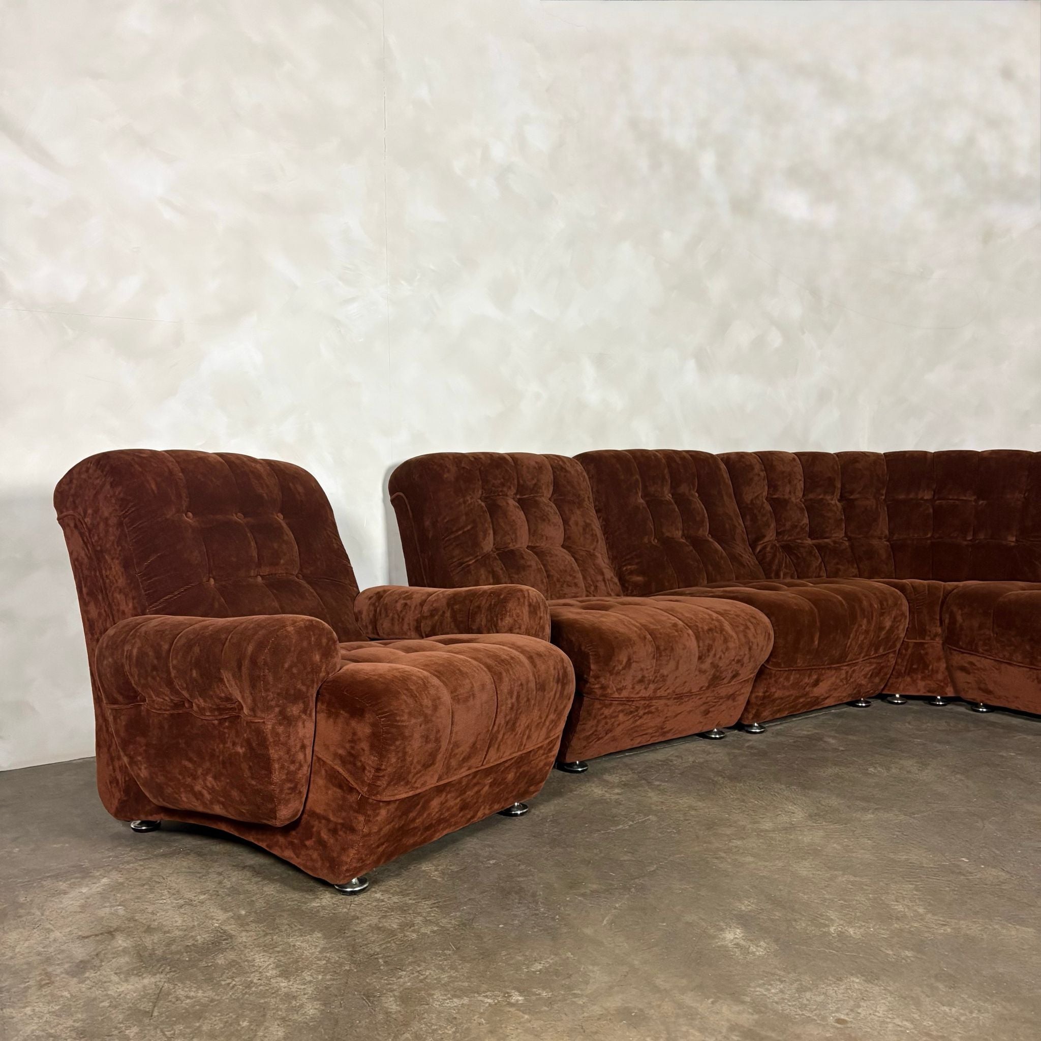 Brown Modular Frayling Sofa/Chairs Lounge Suite Mid Century Vintage Retro MCM