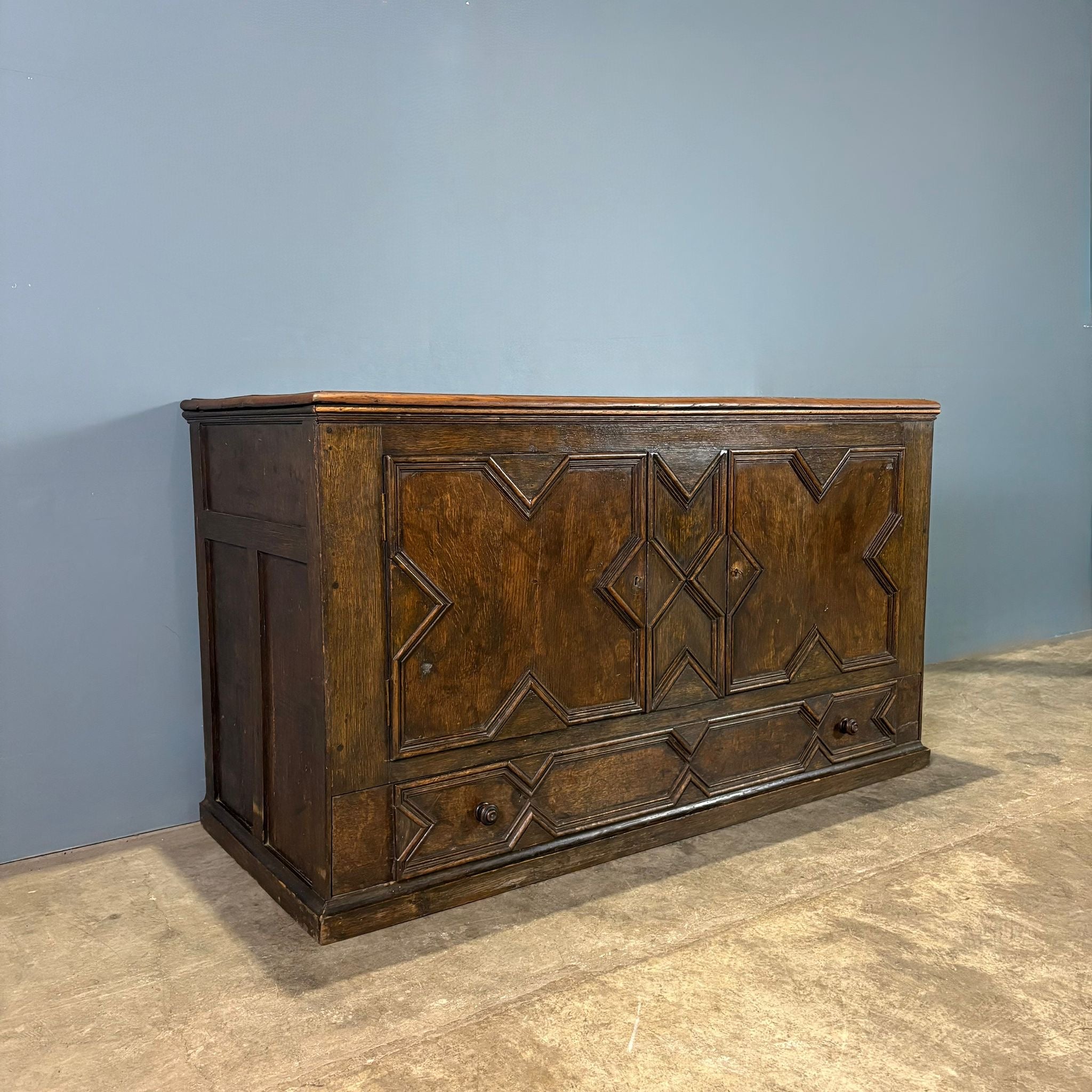 Antique Carved Oak Geometric Blanket Box/Chest Coffer Regency Georgian