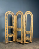 Bamboo Rattan Folding Screen Room Divider Paravent Mid Century Vintage Retro MCM