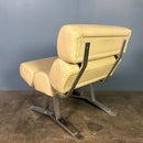 SOLD William Plunkett Kingston Cream Ivory Leather Lounge Chair Mid Century Vintage Retro MCM
