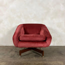 Greaves & Thomas Pink Swivel Teak Lounge Chair Mid Century Vintage Retro MCM