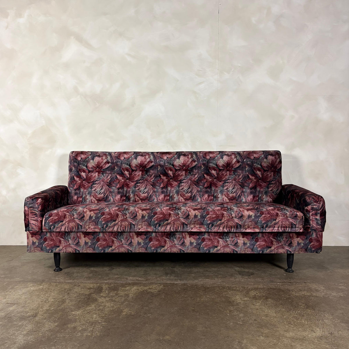 Floral Three Seater Sofa Bed Mid Century Vintage Retro MCM