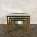 Pierre Vandel Brass Glass Set Of Three Nest Of Tables Mid Century Vintage Retro MCM