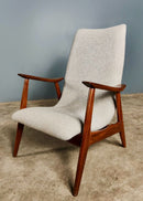 Grey Wool Teak Louis Van Teefelen For WéBé Lounge Chair