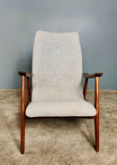 Grey Wool Teak Louis Van Teefelen For WéBé Lounge Chair