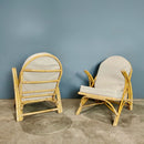 ngraves Of Leicester Pair Of Bamboo Cane Rattan Lounge Chairs 