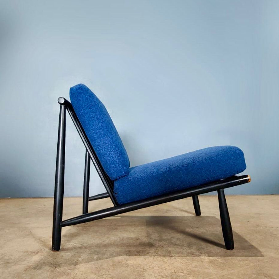 SOLD Domus Lounge Chair By Alf Svensson For Dux Sweden Blue Bouclé Mid Century