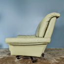 Mid Century Vintage Leather Green Leather Sofa & Armchair 