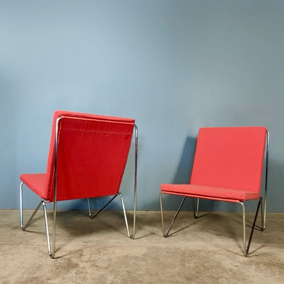 SOLD Pair Of Bachelor 3350 Lounge Chairs By Verner Panton For Fritz Hansen Mid Century Vintage Retro MCM