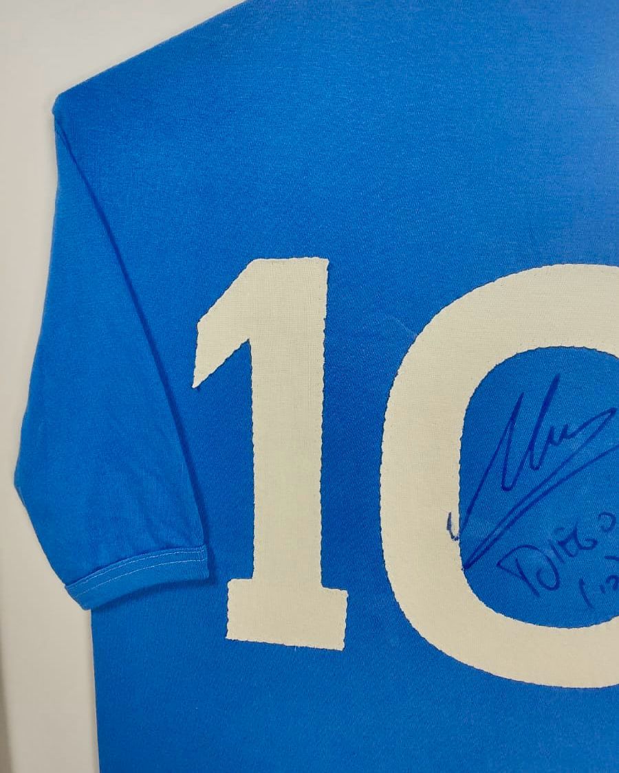 SOLD Framed Diego Maradona Signed Napoli 89/90 Home Shirt Football Vintage Retro