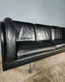 SOLD Erik Jørgensen EJ203 3 Seater Sofa Jørgen Gammelgaard Black Leather Mid Century Retro MCM