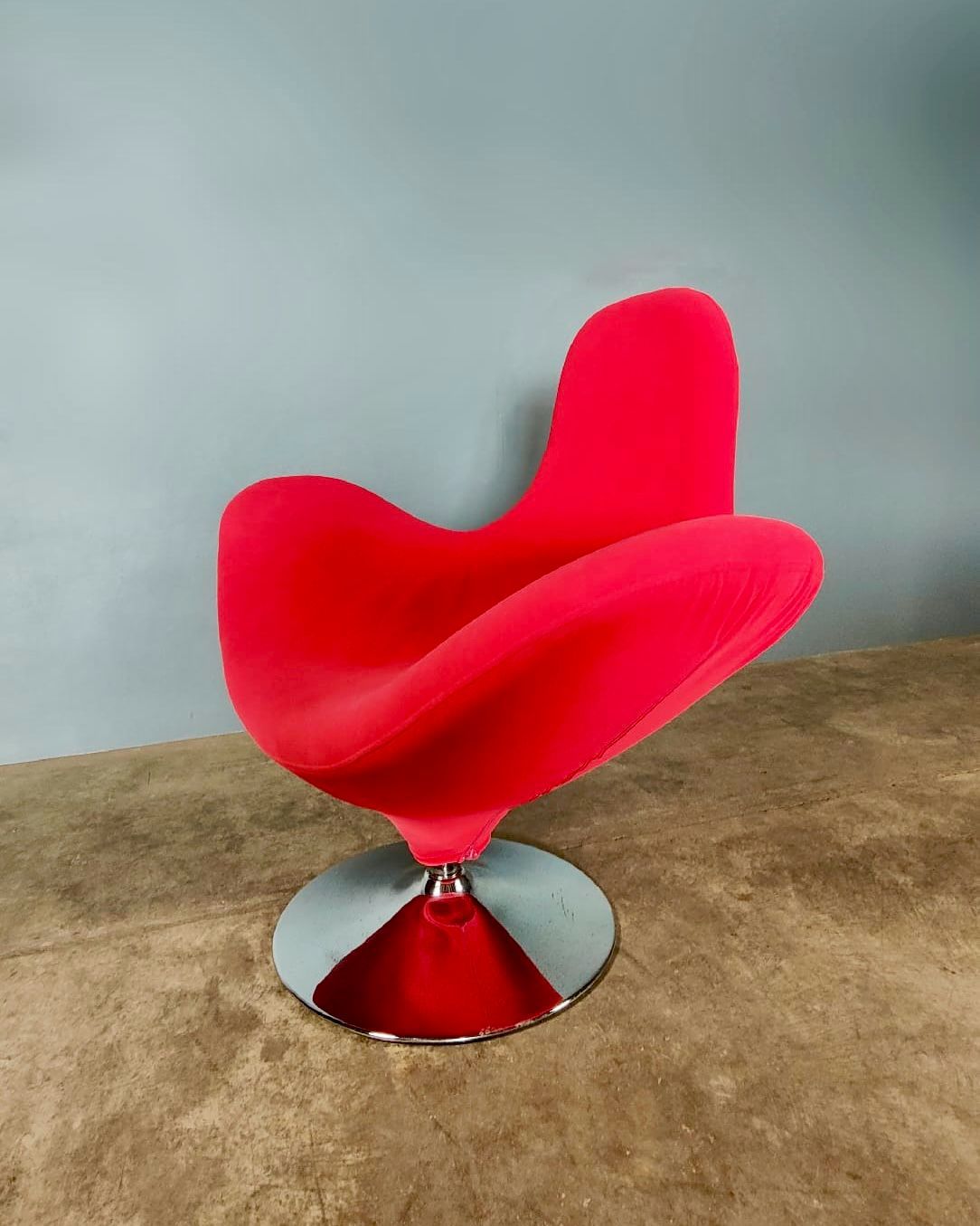 Italian Calla Armchair By Stefano Giovannoni Red Velvet Vintage Retro