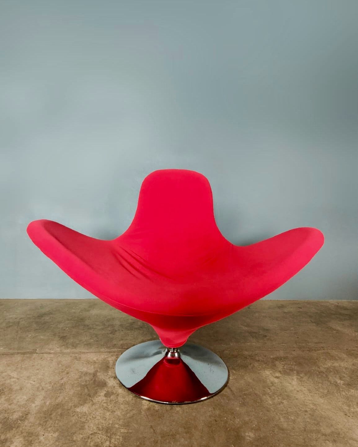 Italian Calla Armchair By Stefano Giovannoni Red Velvet Vintage Retro