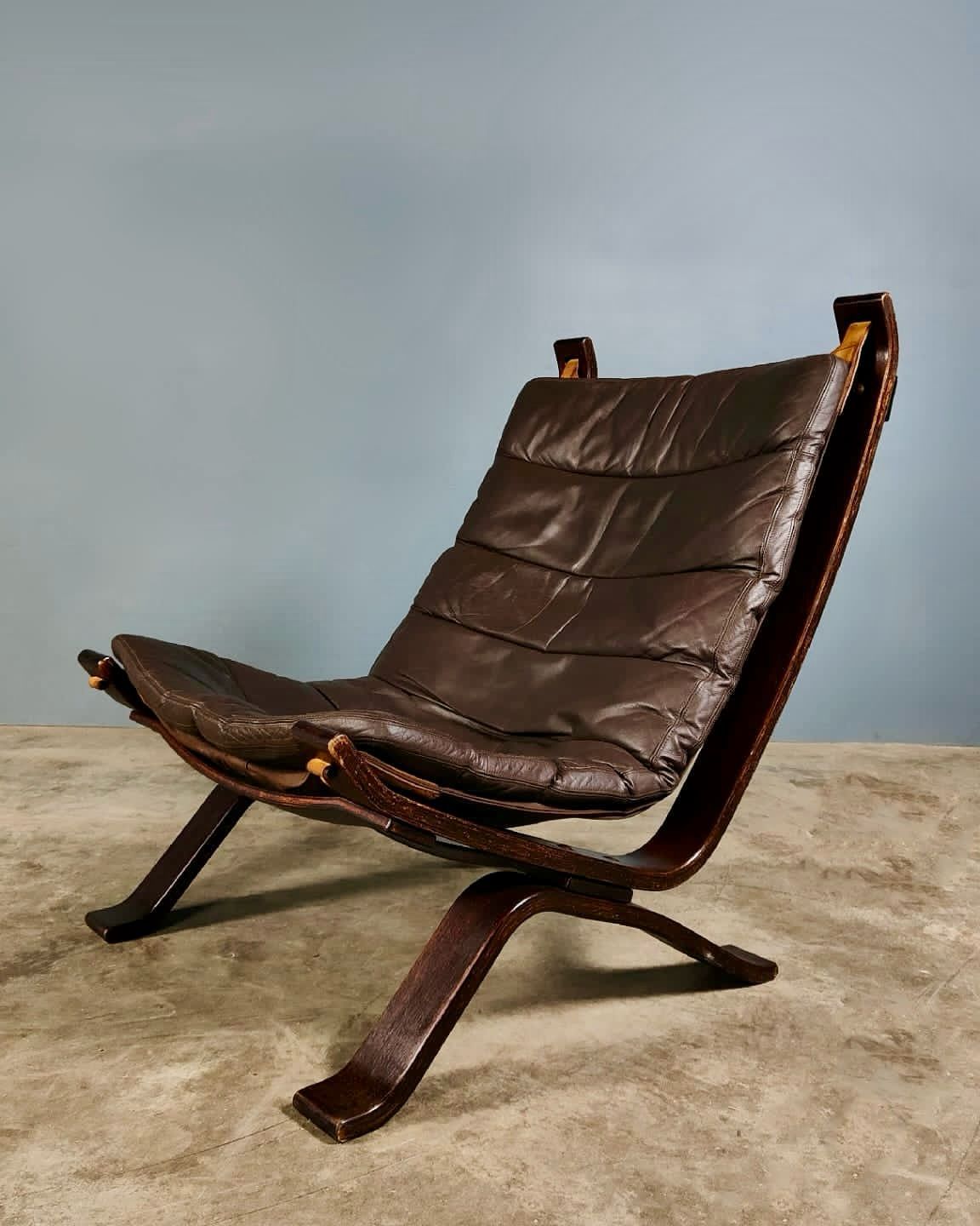 SOLD Mid Century Bramin Mobler Focus Easy Chair Brown Leather Rosewood Bent Frame Vintage Retro MCM