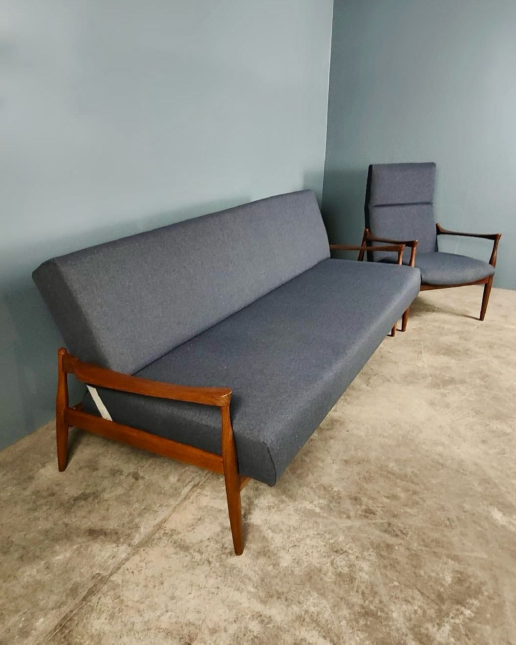 SOLD Mid Century Kofod Larsen G Plan Danish Range Afromosia 6249 Lounge Chair & 6244 Sofa Bed Vintage Retro