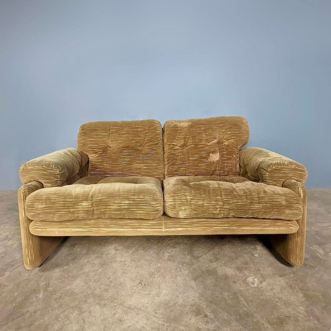 SOLD Mid Century B&B Italia Coronado 1973 Two Seater Sofa Tobia & Afra Scarpa Brown Corduroy Vintage