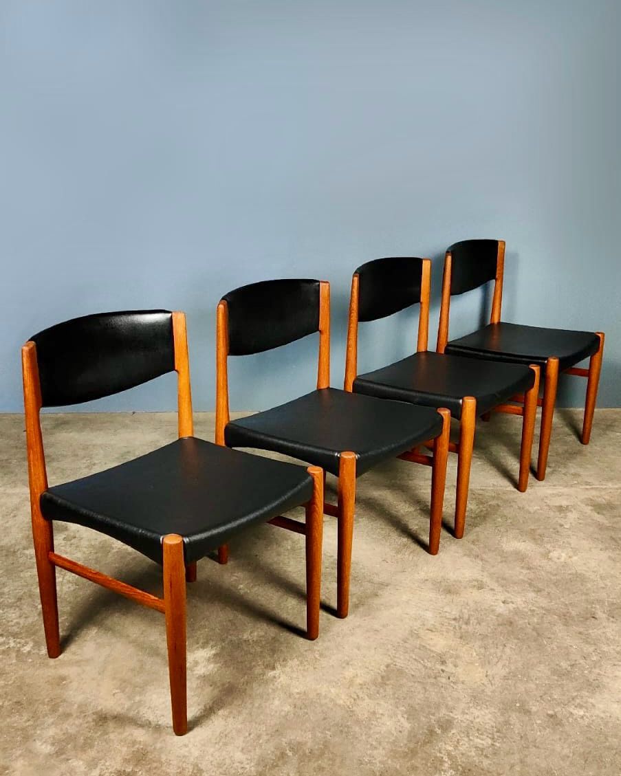 SOLD 4 x Mid Century Danish Teak Dining Chairs From Glostrup Møbelfabrik Vintage Retro MCM