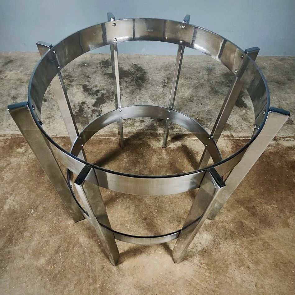 Merrew Associates Chrome Glass Dining Table