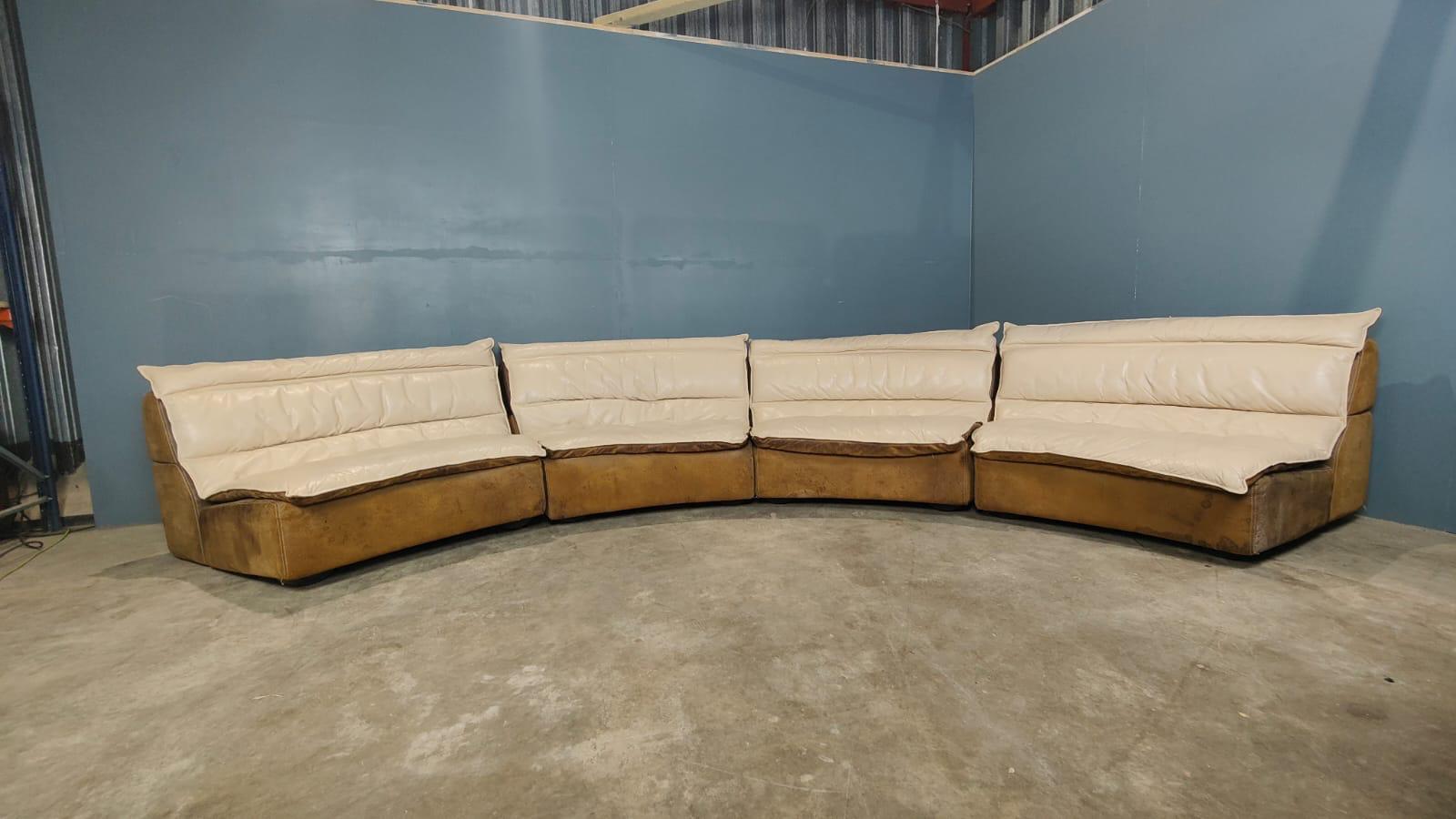 SOLD Mid Century Carlo Bartoli Rossi Di Albizzate 4 Modular ‘Bogo’ Leather Sofa Vintage Retro MCM