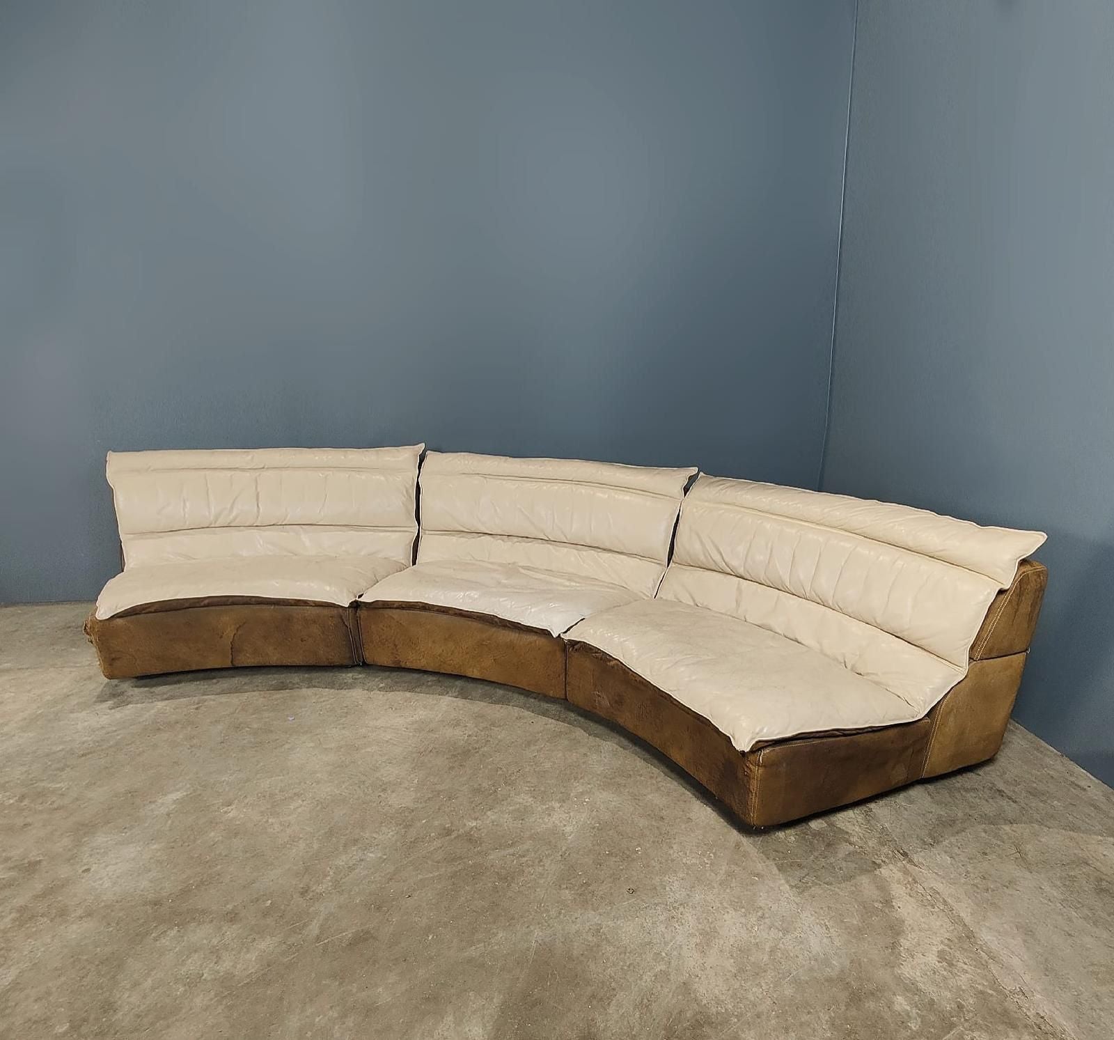 SOLD Mid Century Carlo Bartoli Rossi Di Albizzate 3 Modular ‘Bogo’ Leather Sofa Vintage Retro MCM