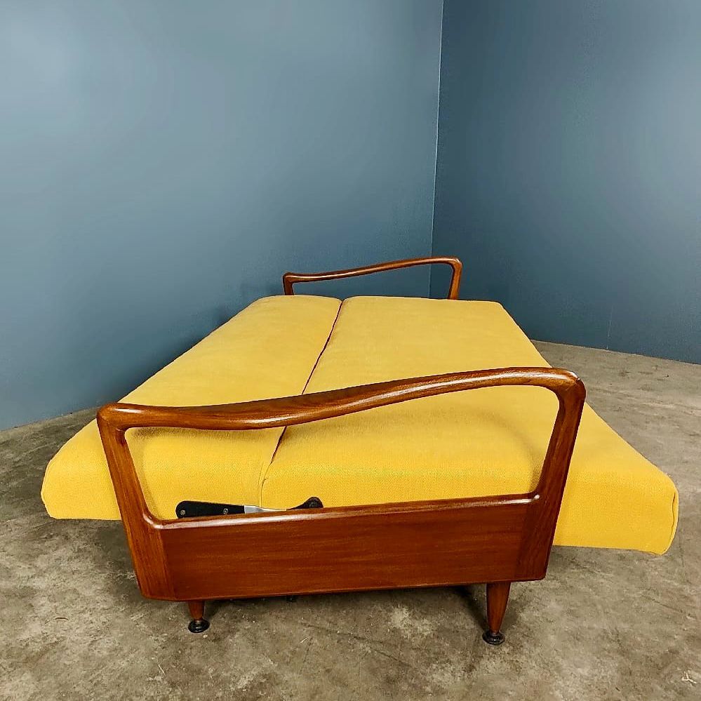 Mid Century Greaves & Thomas Yellow Sofa Bed Settee