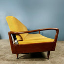 Mid Century Greaves & Thomas Yellow Sofa Bed Settee