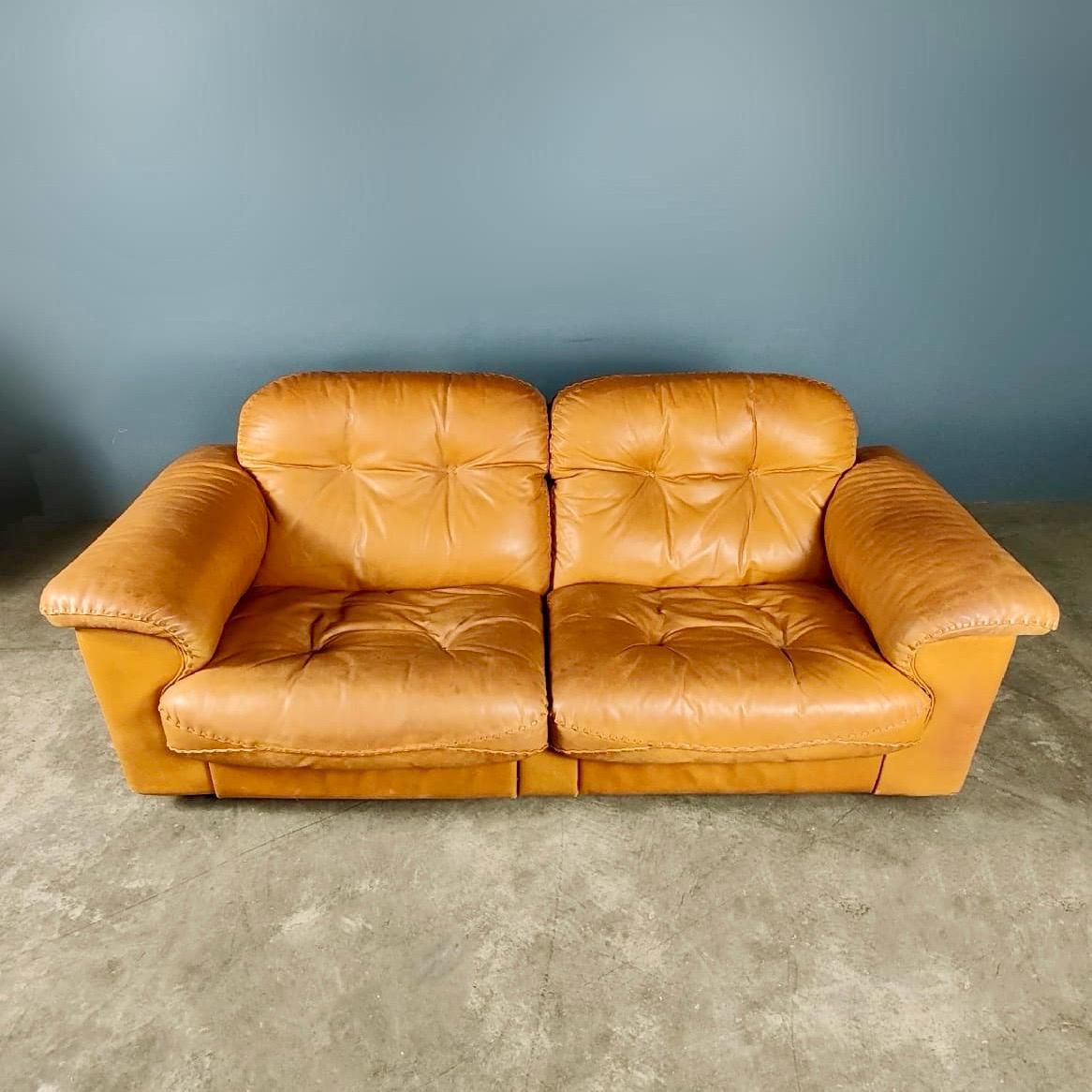 De Sede DS-101 Reclining Two Seater Sofa Tan