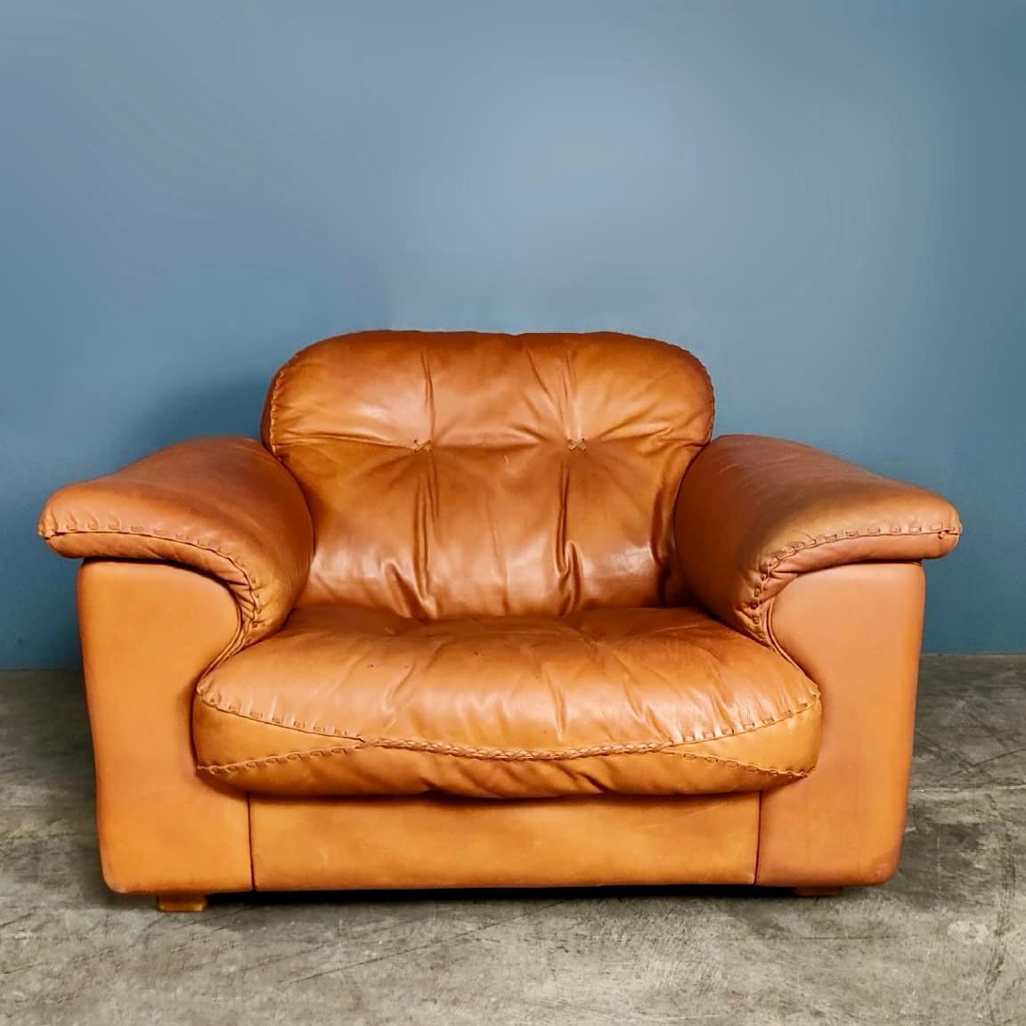 SOLD De Sede DS-101 Reclining Armchair Lounge Tan Brown Leather Mid Century Vintage Retro MCM